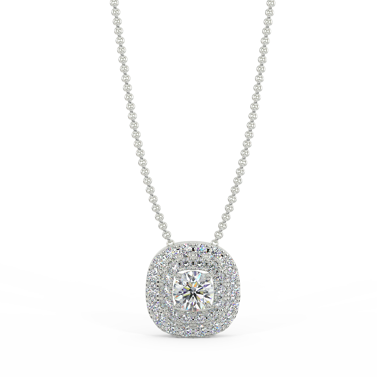 Zawieszka z diamentami w białym złocie z podwójną linią diamentów.