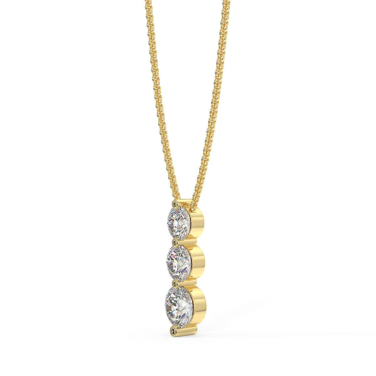 Zawieszka z trzema diamentami w żółtym złcoie