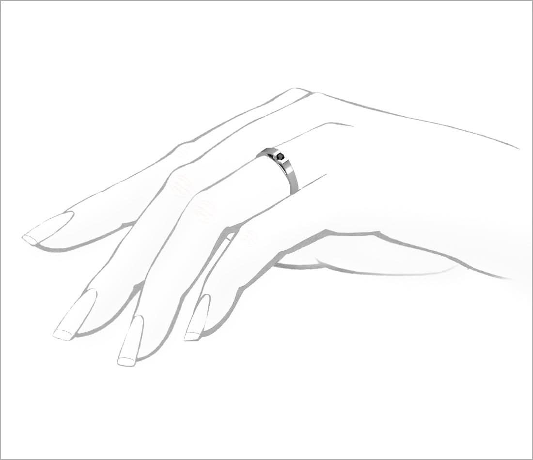 A stunning ring with a black diamond