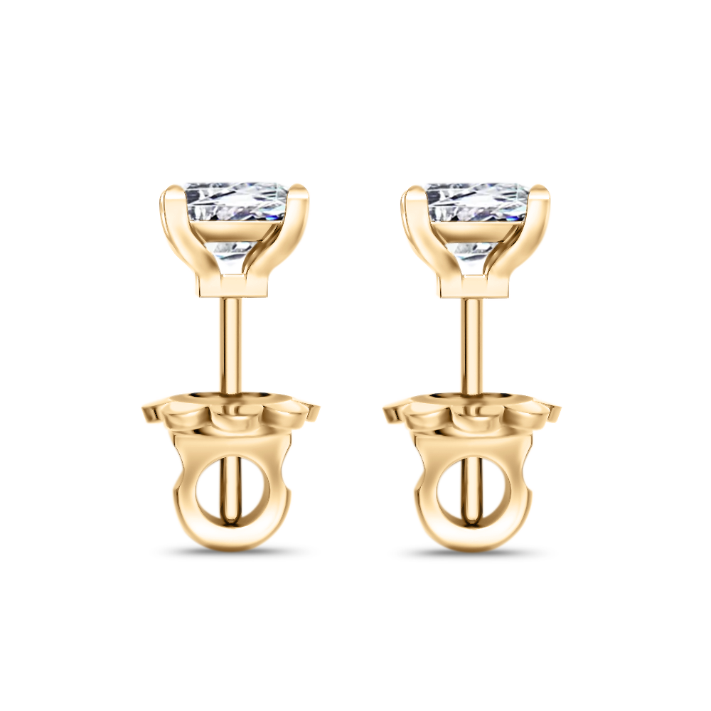 Kolczyki Princess Cut z diamentami 1,40 ctw w żółtym złocie