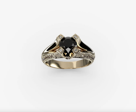 Maksymalistyczny pierścionek_Chunky Ring z czarnym diamentem