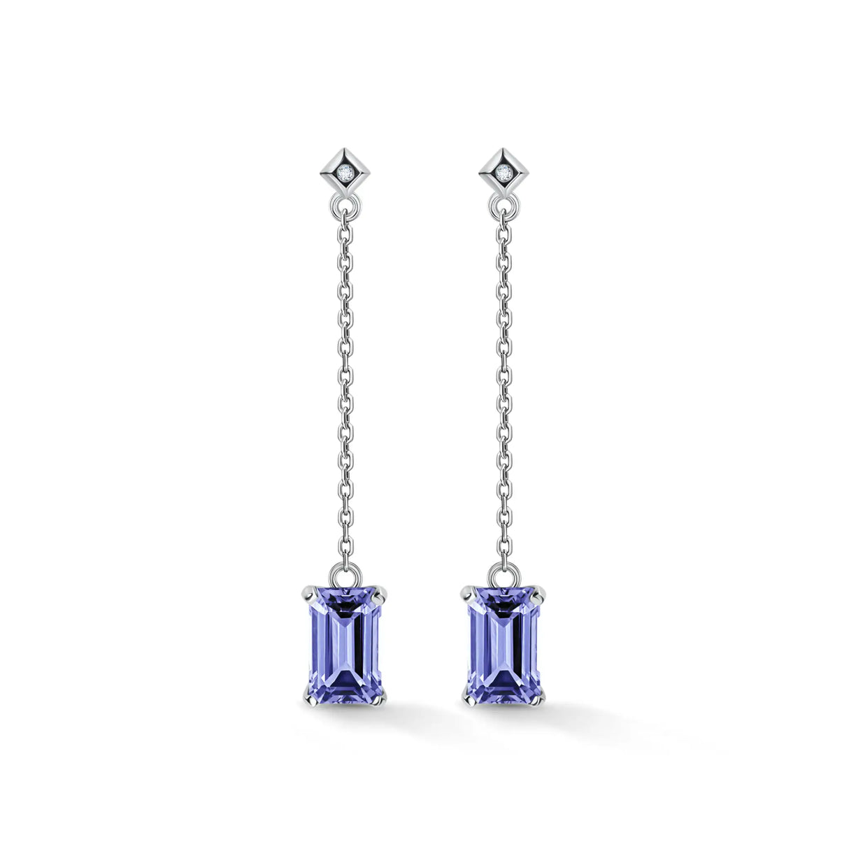 Modern Tanzanite Drop - kolczyki z tanzanitami i diamentami 2ctw