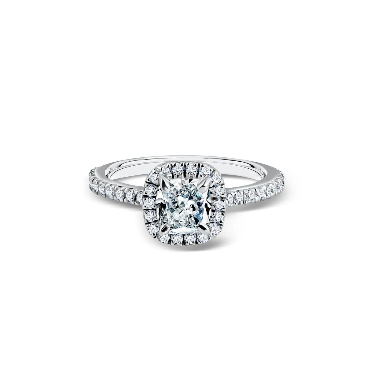 Aurora Cushion Engagement Ring – White Gold, 1.20 ct Diamonds