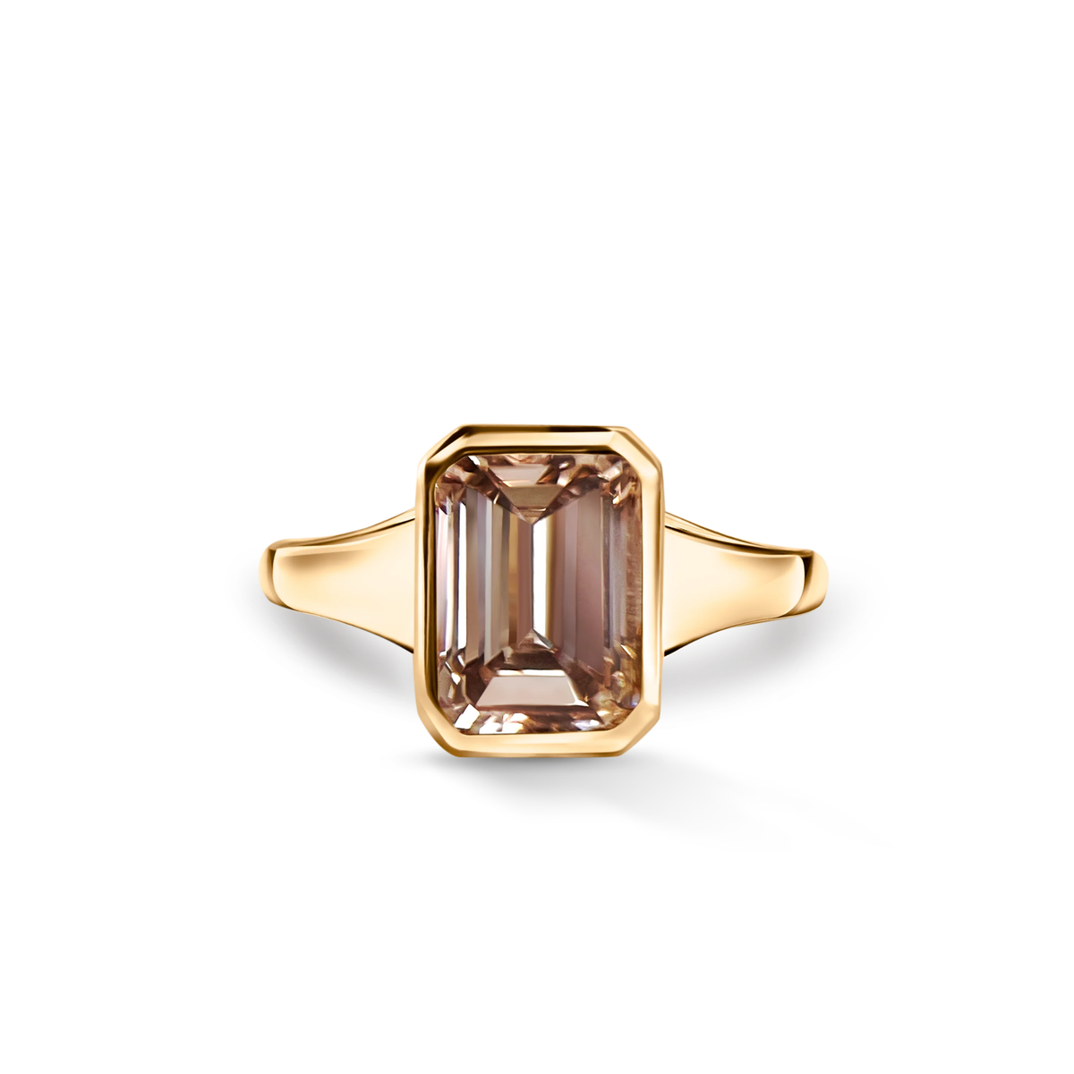 Minimalist Signet Engagement Ring z koniakowym diamentem