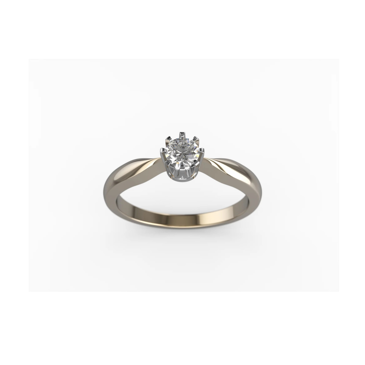 Diamentowa korona - pierścionek ze złota z brylantem 0,15 ct.