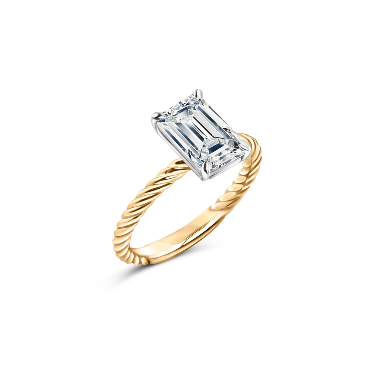 Pierścionek zaręczynowy z 1ct diamentem emerald cut Lab Grow