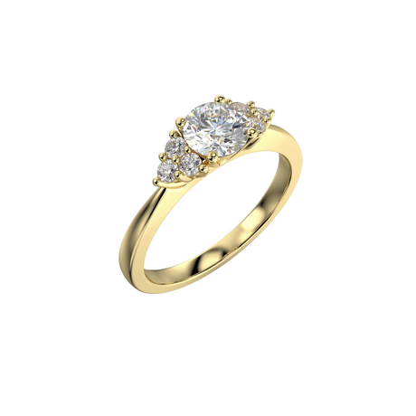 Pierścionek zaręczynowy Królowej Anny żółtego złota z diamentami 0,62 ct