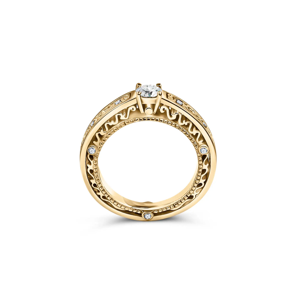 Masywny Złoty Pierścionek  w stylu Vintage i Chunky Ring z Diamentem 0,50 ct
