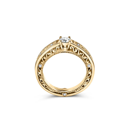 Masywny Złoty Pierścionek  w stylu Vintage i Chunky Ring z Diamentem 0,50 ct