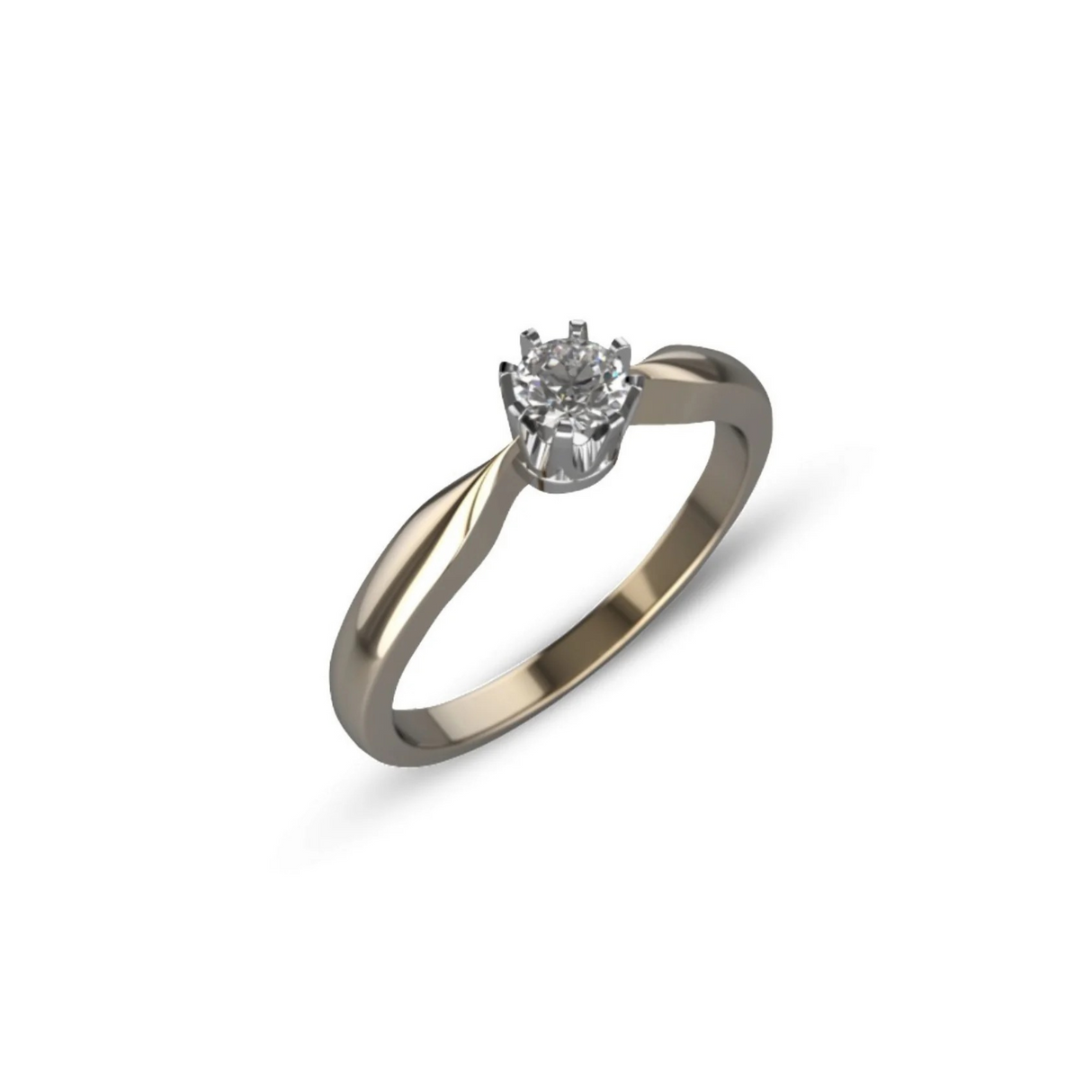 Diamentowa korona - pierścionek ze złota z brylantem 0,15 ct.