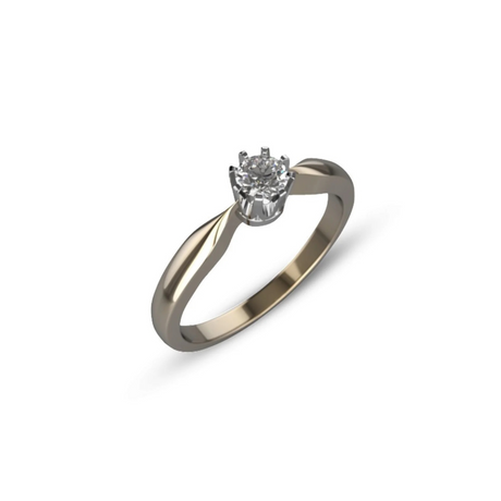 Diamentowa korona - pierścionek ze złota z brylantem 0,15 ct.