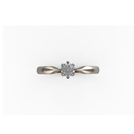 Diamentowa korona - pierścionek ze złota z brylantem 0,15 ct.