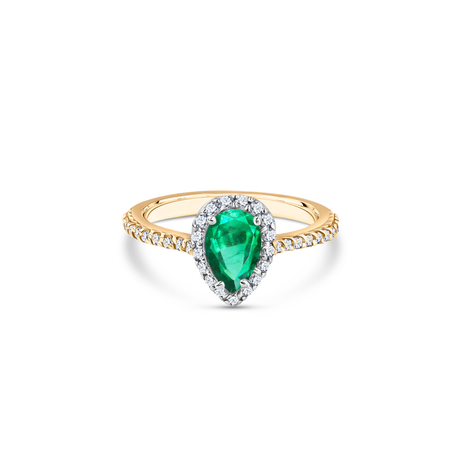 Pierścionek ze szmaragdem Pear Shape 1 ct i diamentami