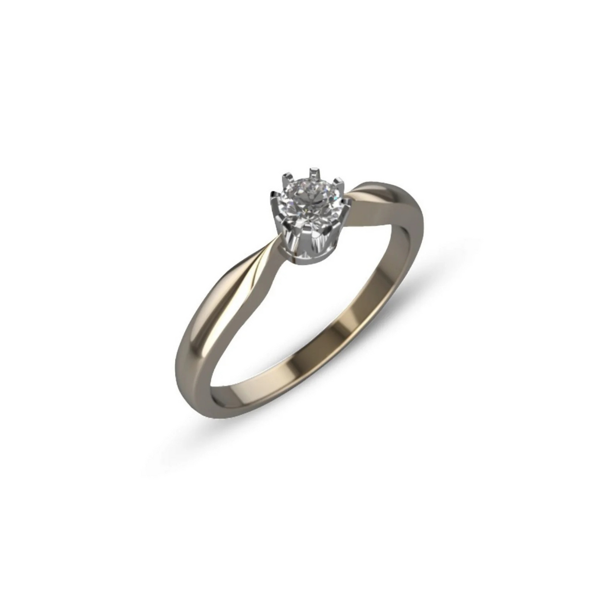 Diamentowa korona - pierścionek ze złota z brylantem 0,15 ct.