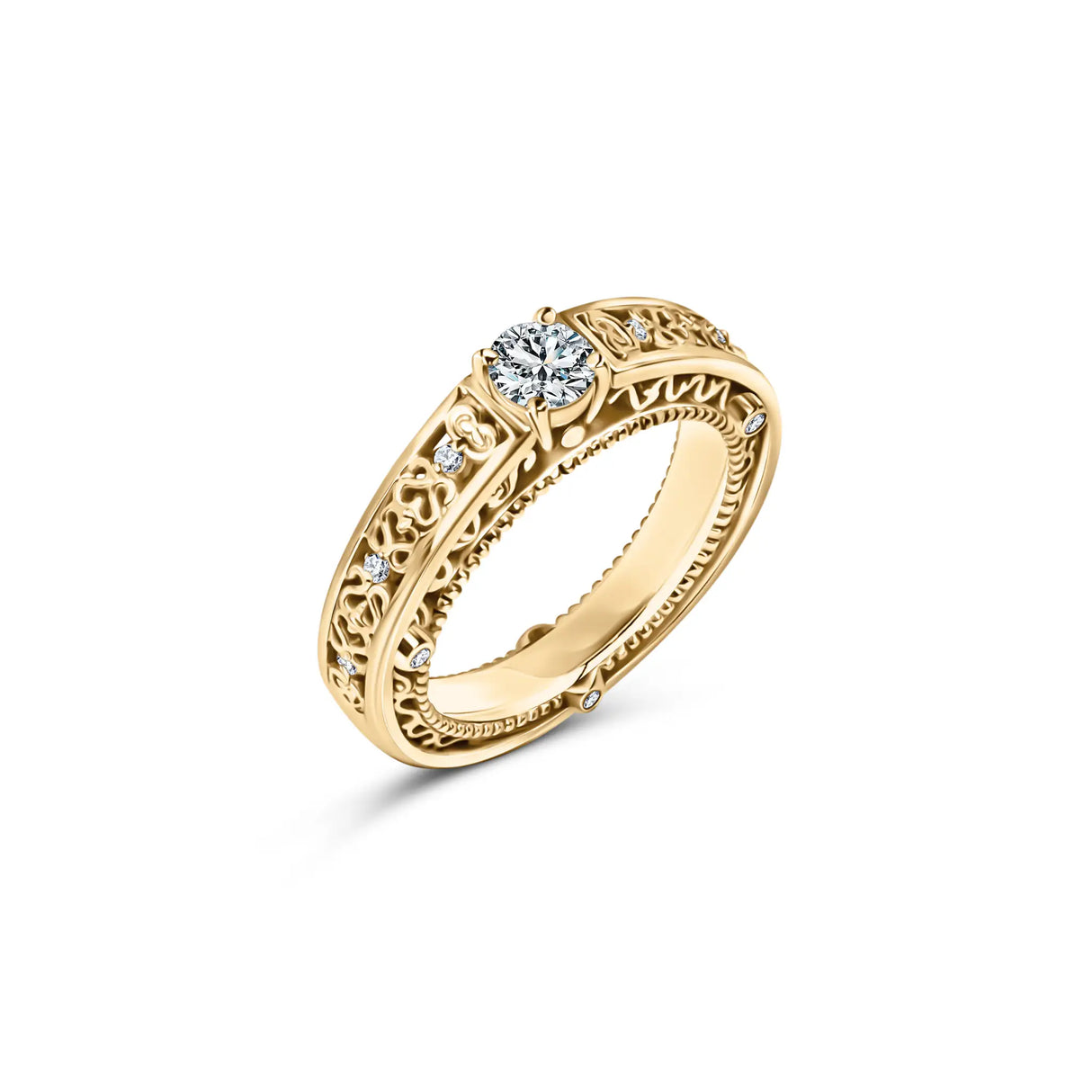 Masywny Złoty Pierścionek  w stylu Vintage i Chunky Ring z Diamentem 0,50 ct