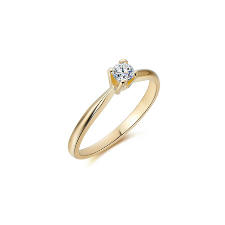 Minimalistyczna Elegancja - złoty pierścionek z diamentem 0,15 ct
