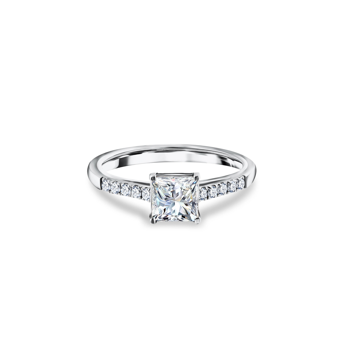Royal Elegance - Pierścionek z diamentem o szlifie princess cut