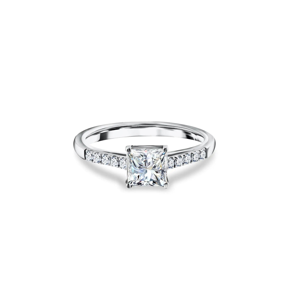 Royal Elegance - Pierścionek z diamentem o szlifie princess cut
