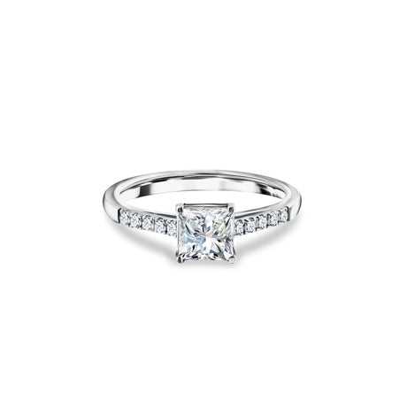 Royal Elegance - Pierścionek z diamentem o szlifie princess cut