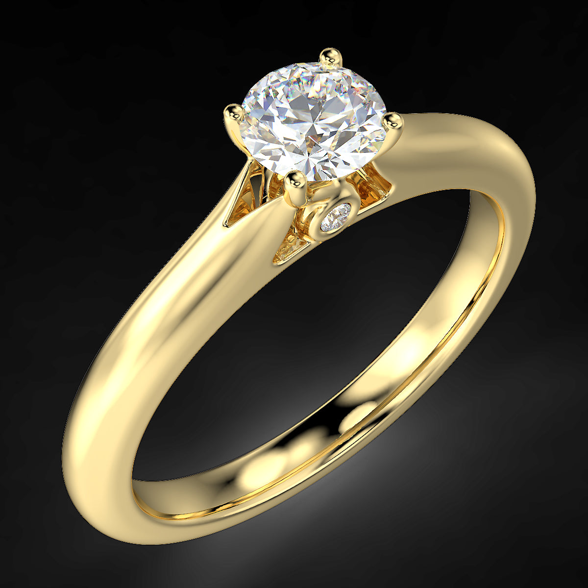 Yellow gold engagement ring with a 0.40 ct diamond