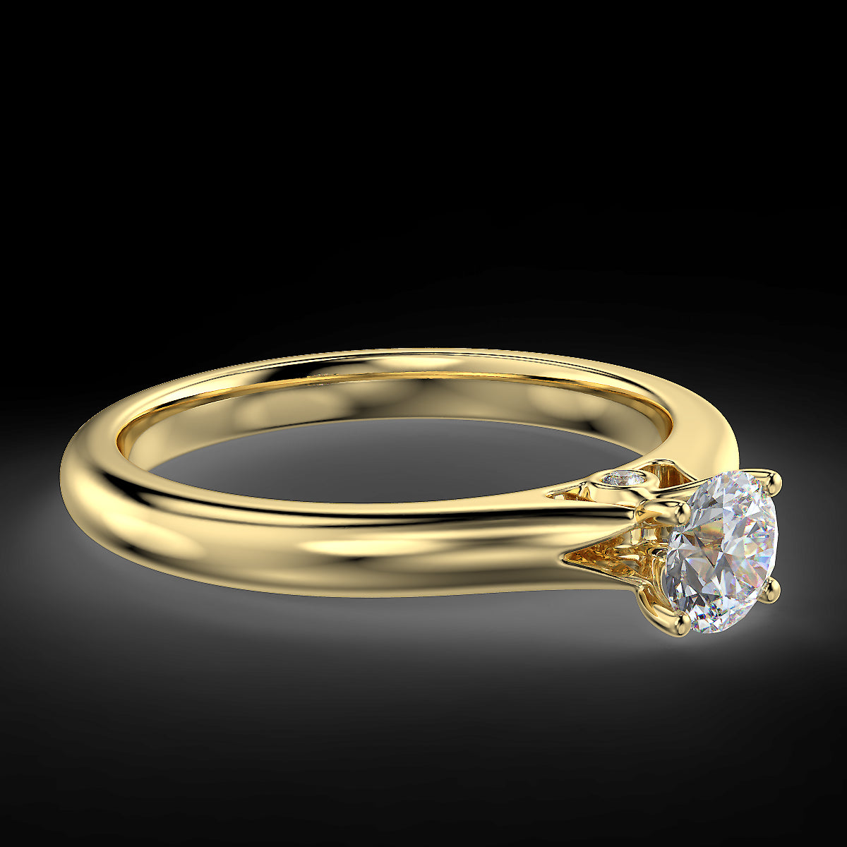 Yellow gold engagement ring with a 0.40 ct diamond