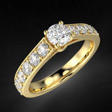 Yellow gold engagement ring with 1 ct diamonds
