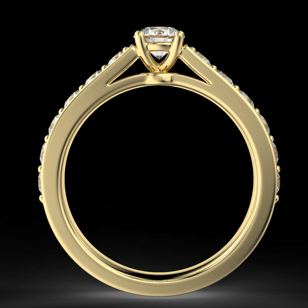 Yellow gold engagement ring with 1 ct diamonds