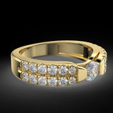 Yellow gold engagement ring with 1.05 ctw diamonds
