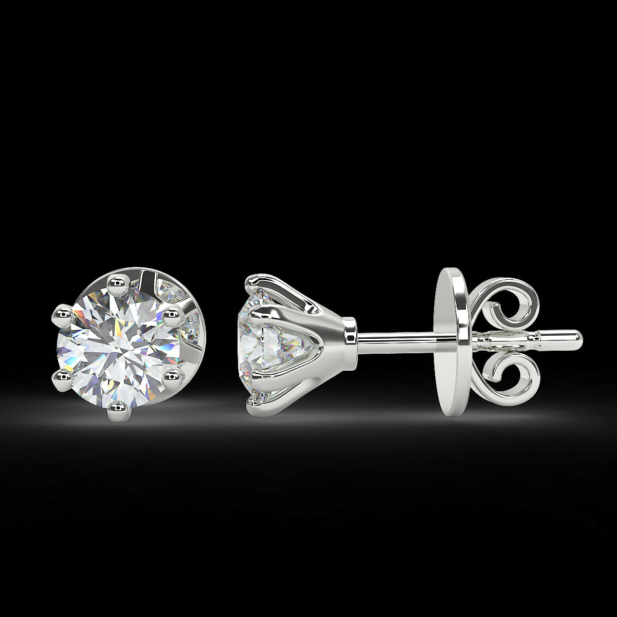 White gold stud earrings with 0.60 ctw diamonds