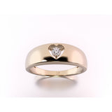 Yellow gold ring with a heart and a 0.10 ct diamond