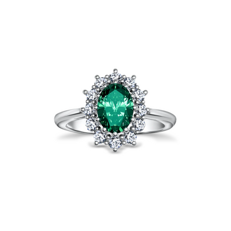 Crimson with 0.90ct emerald and diamonds
