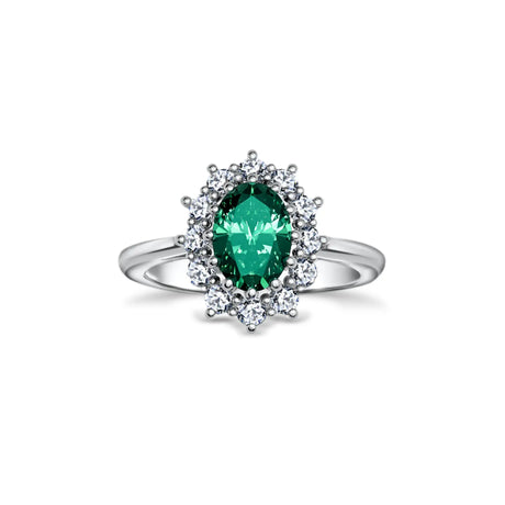 Crimson with 0.90ct emerald and diamonds