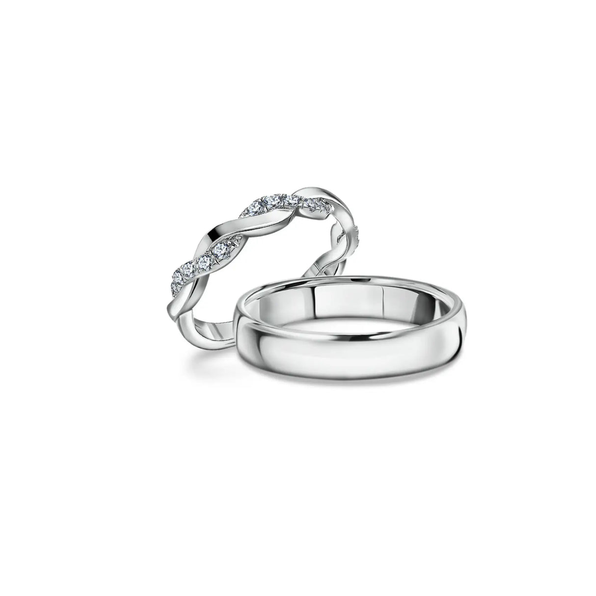 Timeless Harmony - White Gold Wedding Ring Set