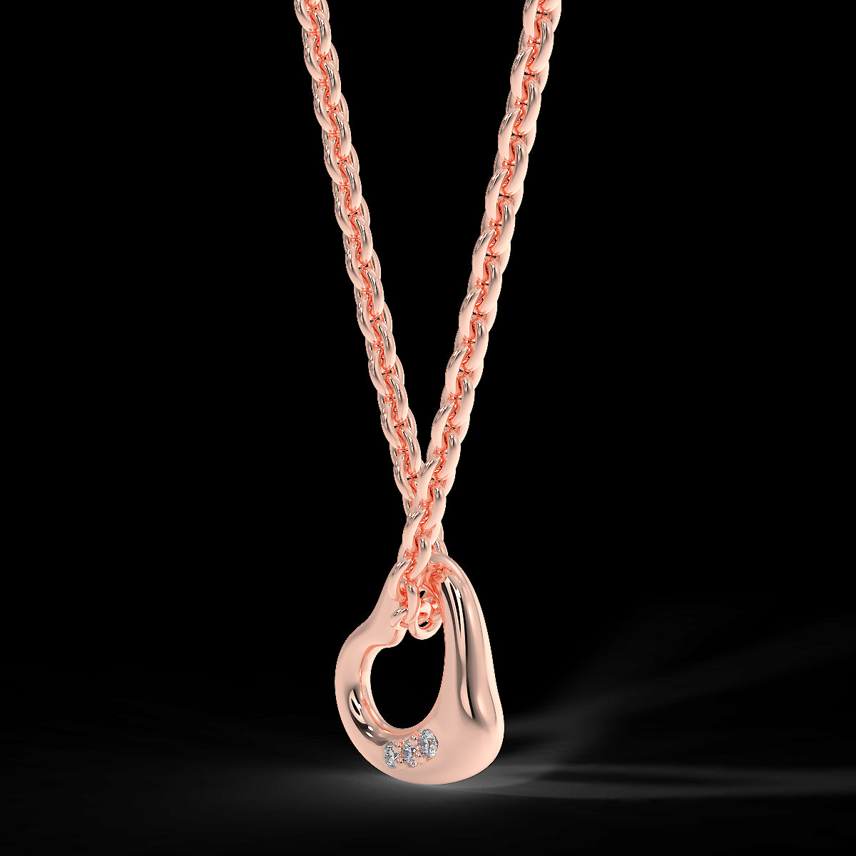 Rose gold heart pendant with diamonds