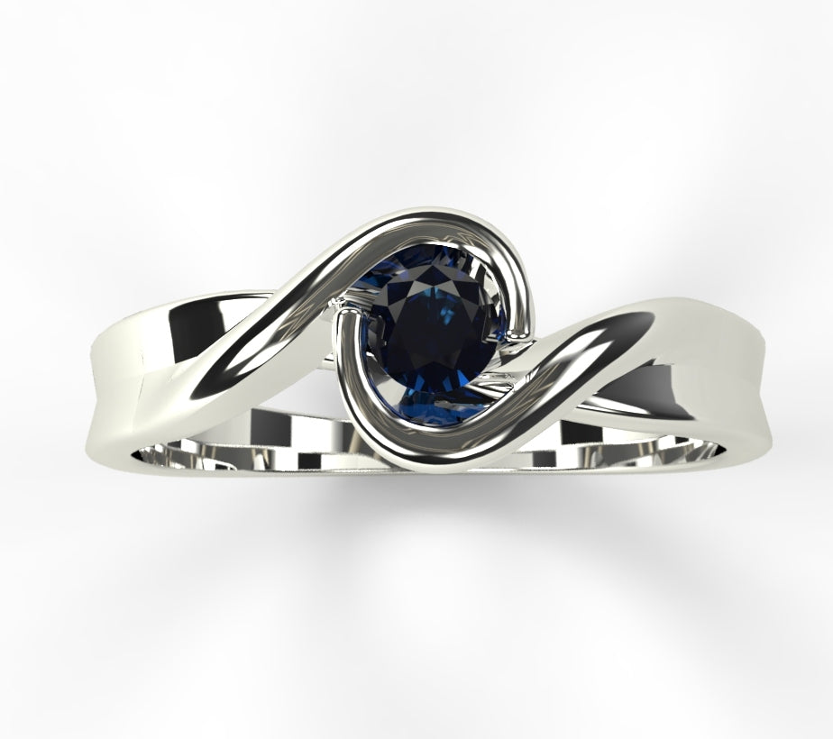 Silver ring with a natural sapphire 0.1 ct