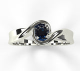 Silver ring with a natural sapphire 0.1 ct
