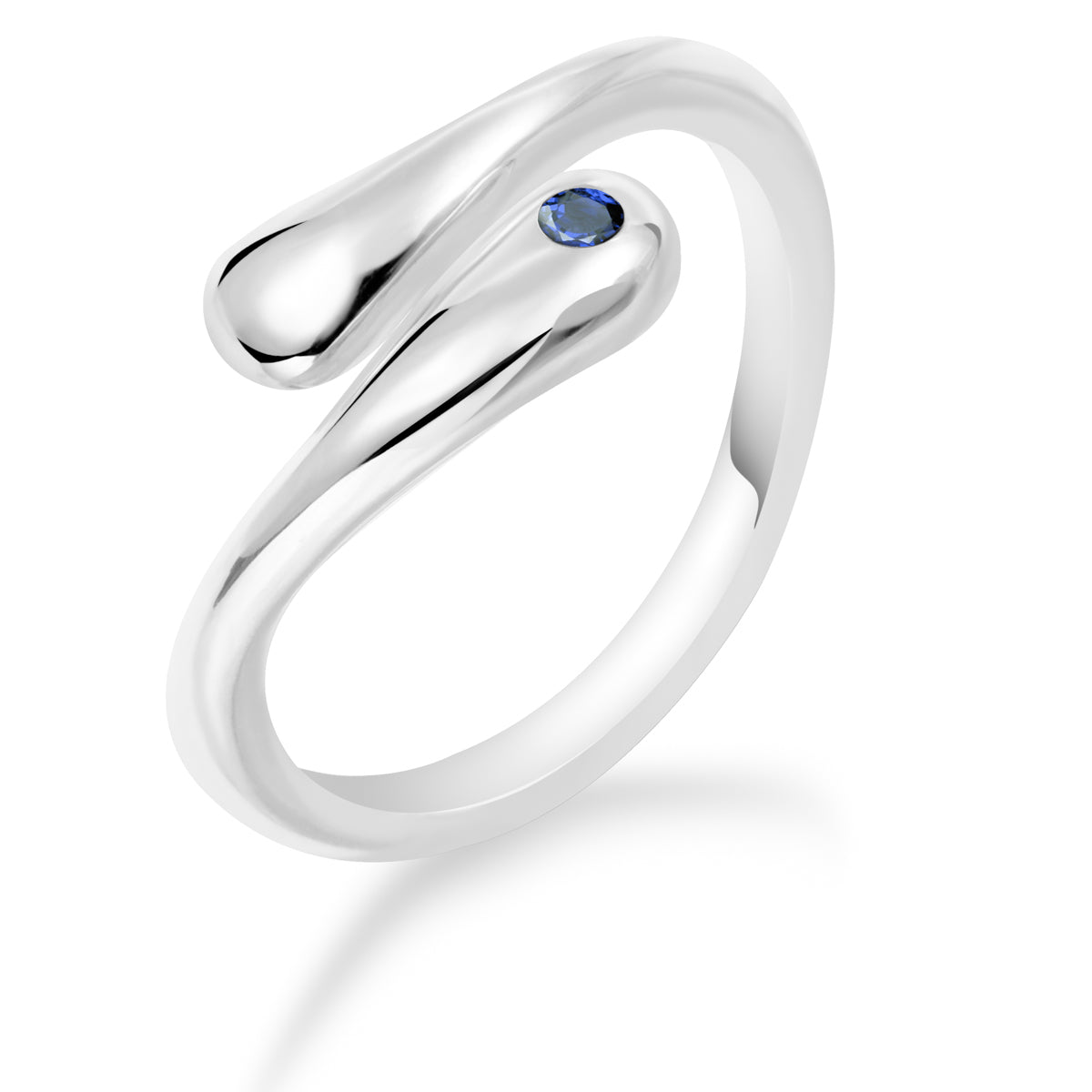 Diamond Avant-Garde - Silver Ring with Sapphire