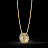 Yellow gold halo pendant with 0.15 ctw diamonds
