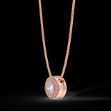 Rose gold halo pendant with 0.15 ct diamonds