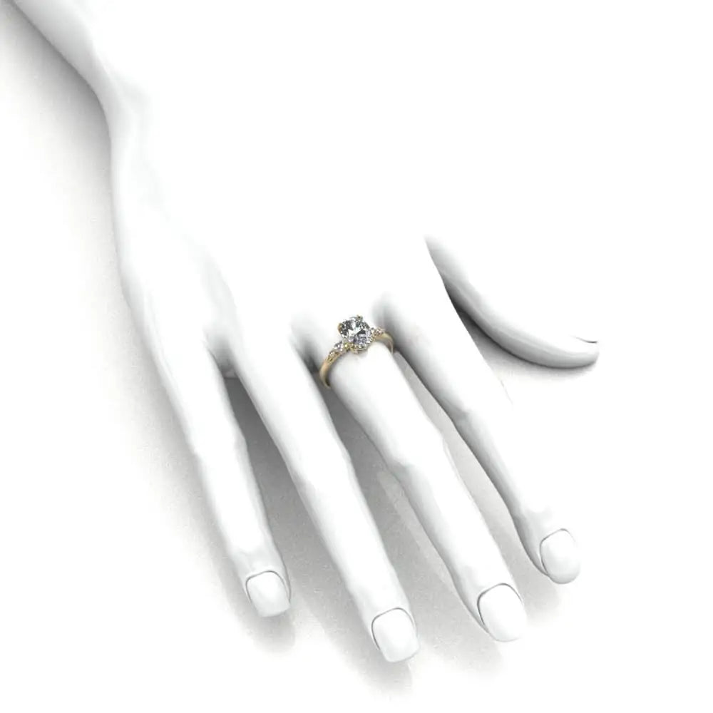 Ring with an oval-cut diamond
