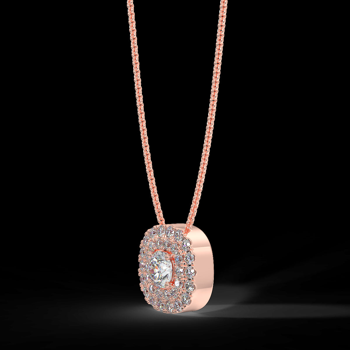 Rose gold halo pendant with 0.22 ctw diamonds
