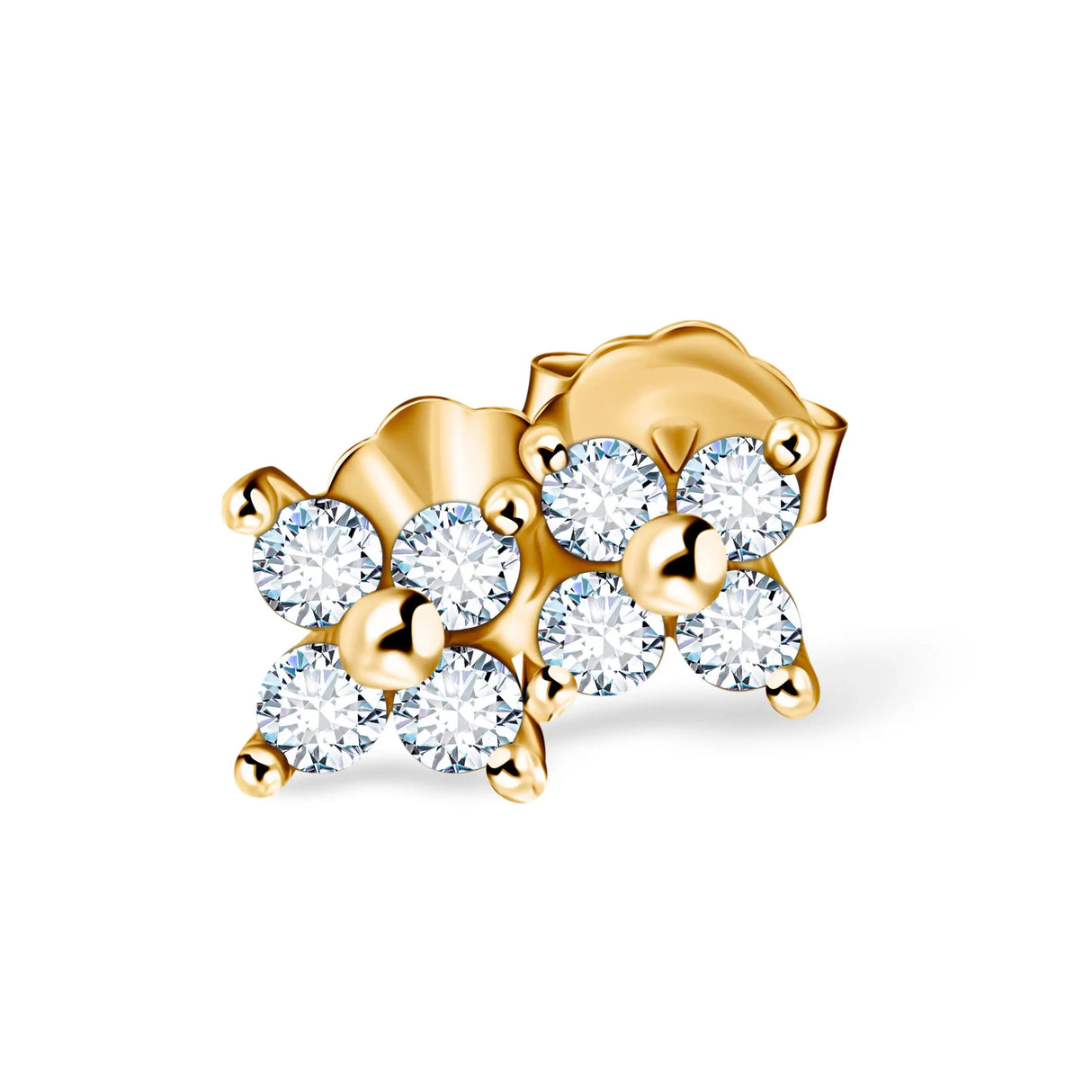 Kolczyki z diamentami w kształcie kwiatków, typu studs earrings