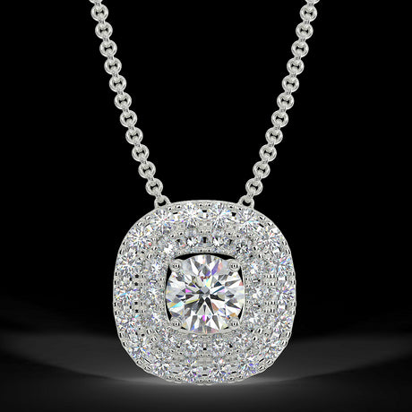 Halo style pendant in white gold with 0.22 ctw diamonds
