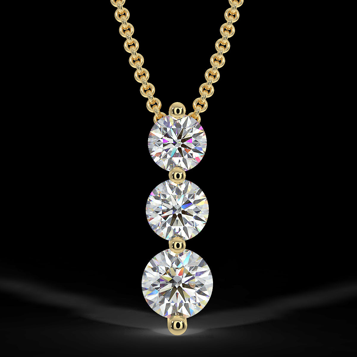 Yellow Gold Trio Pendant with 0.35 ctw Diamonds