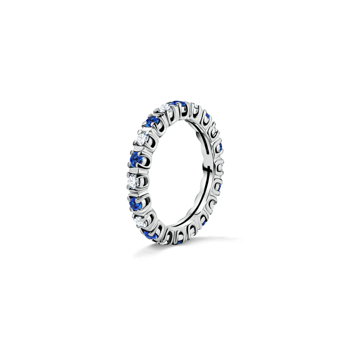Eternity rings duo - a set of wedding rings with diamonds and sapphires