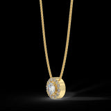 Yellow gold halo pendant with 0.15 ctw diamonds