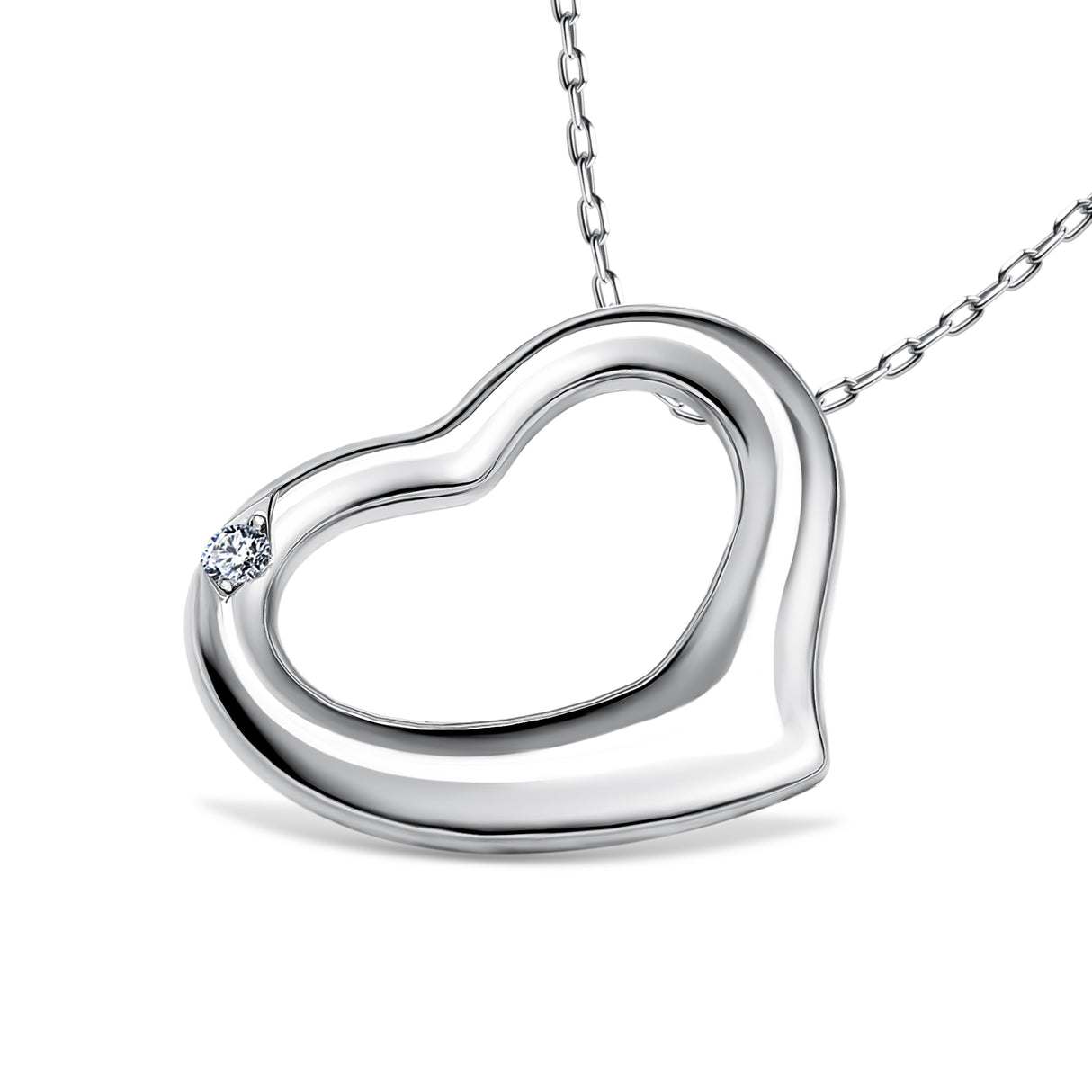 Timeless Love - Silver heart pendant with diamond