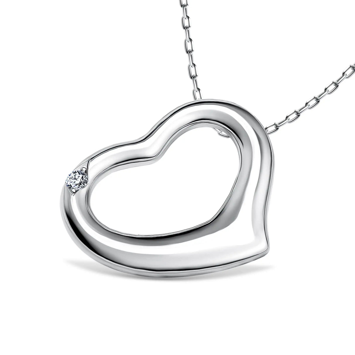 Timeless Love - Silver heart pendant with diamond