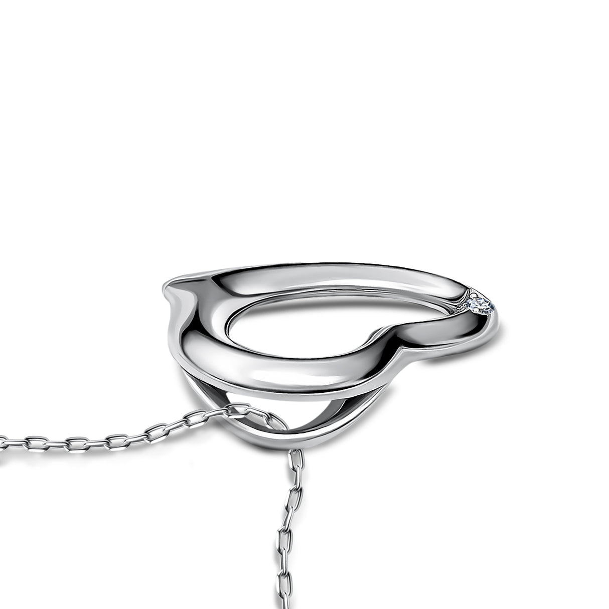 Timeless Love - Silver heart pendant with diamond