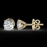 Minimalist gold earrings with 1 ctw diamonds